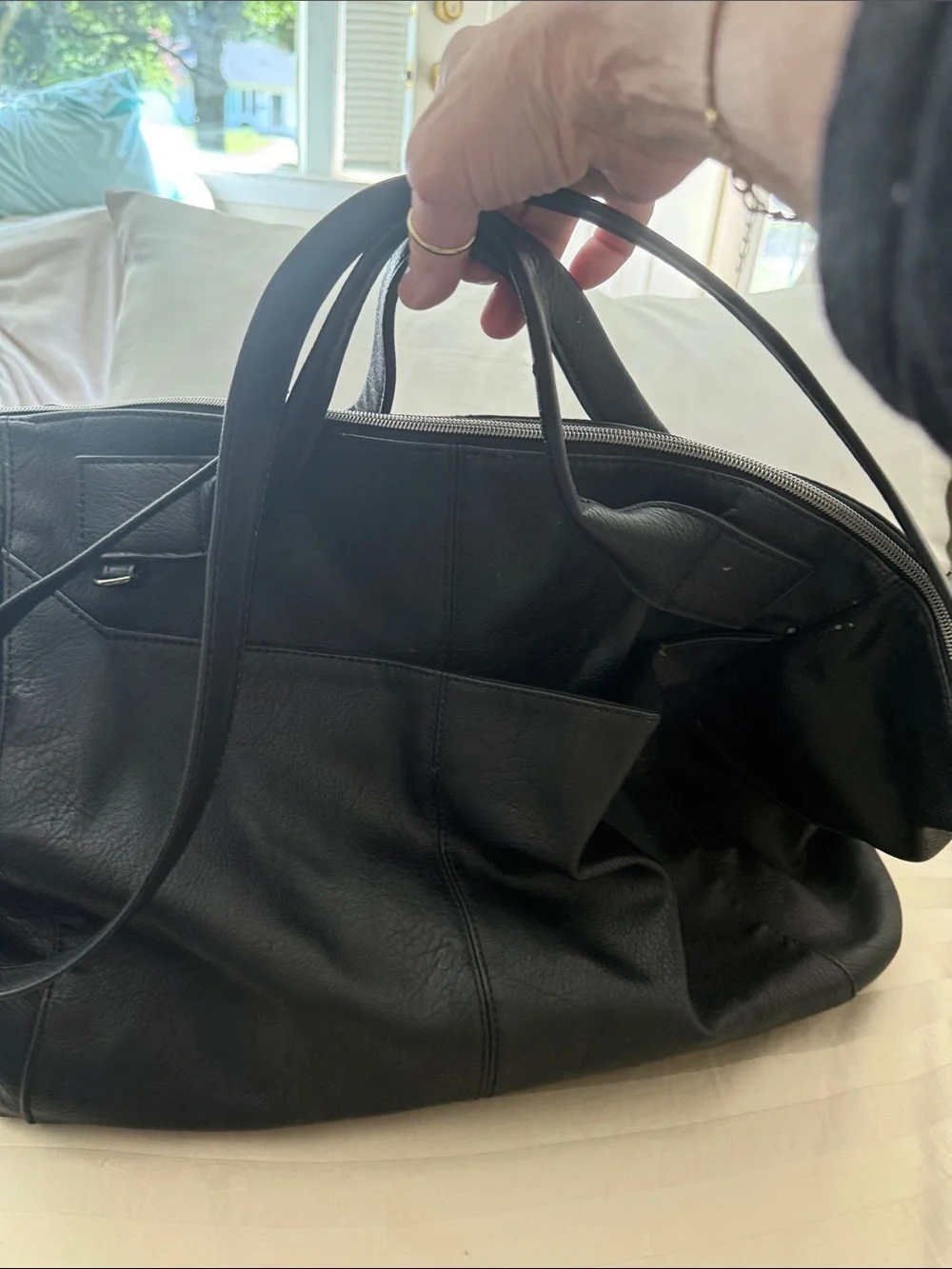 Black Leather Weekender Bag - Men/Woman
